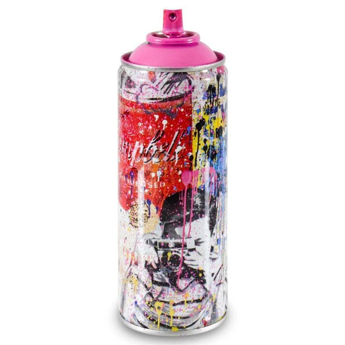 Mr. Brainwash, "Smile - Portrait (Pink)" Limited Edition Hand Painted Spray Can with Plate