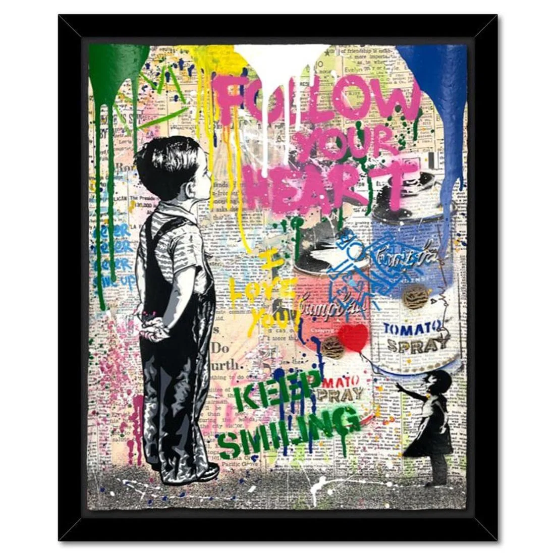 Mr. Brainwash, "With All My Love" Framed Mixed Media Original, Hand Signed with Certificate of