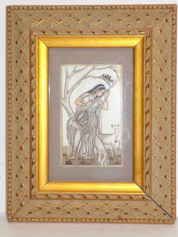 MUGHAL PERSIAN MYTHOLOGIC GODDESS BONE PAINTING