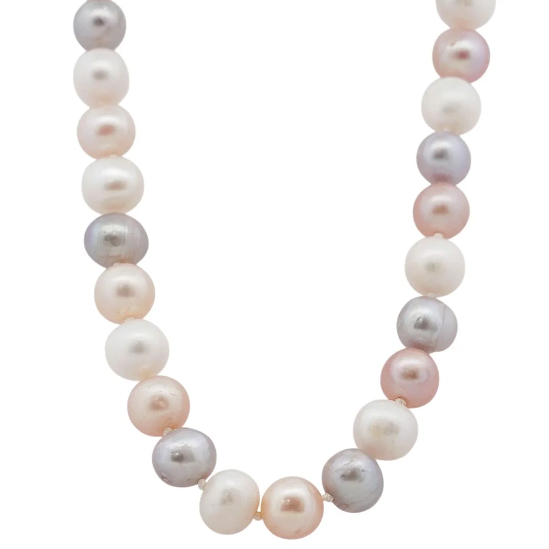 Multicolor Cultured Pearl Necklace with 14k Gold Clasp