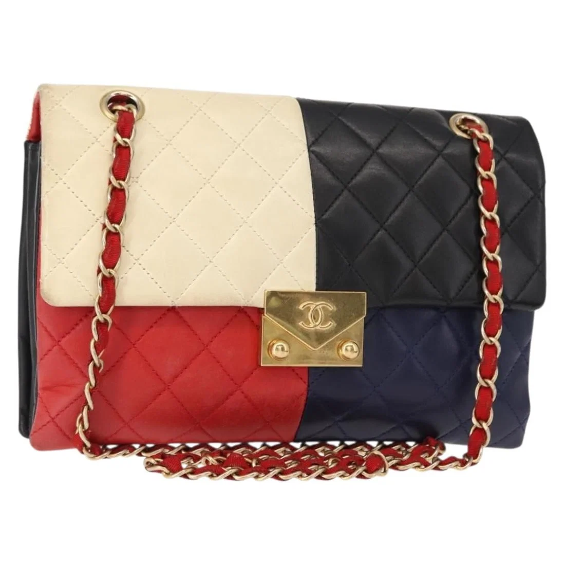 Multicolor Quilted Lambskin CC Clasp Flap Shoulder Bag by Chanel
