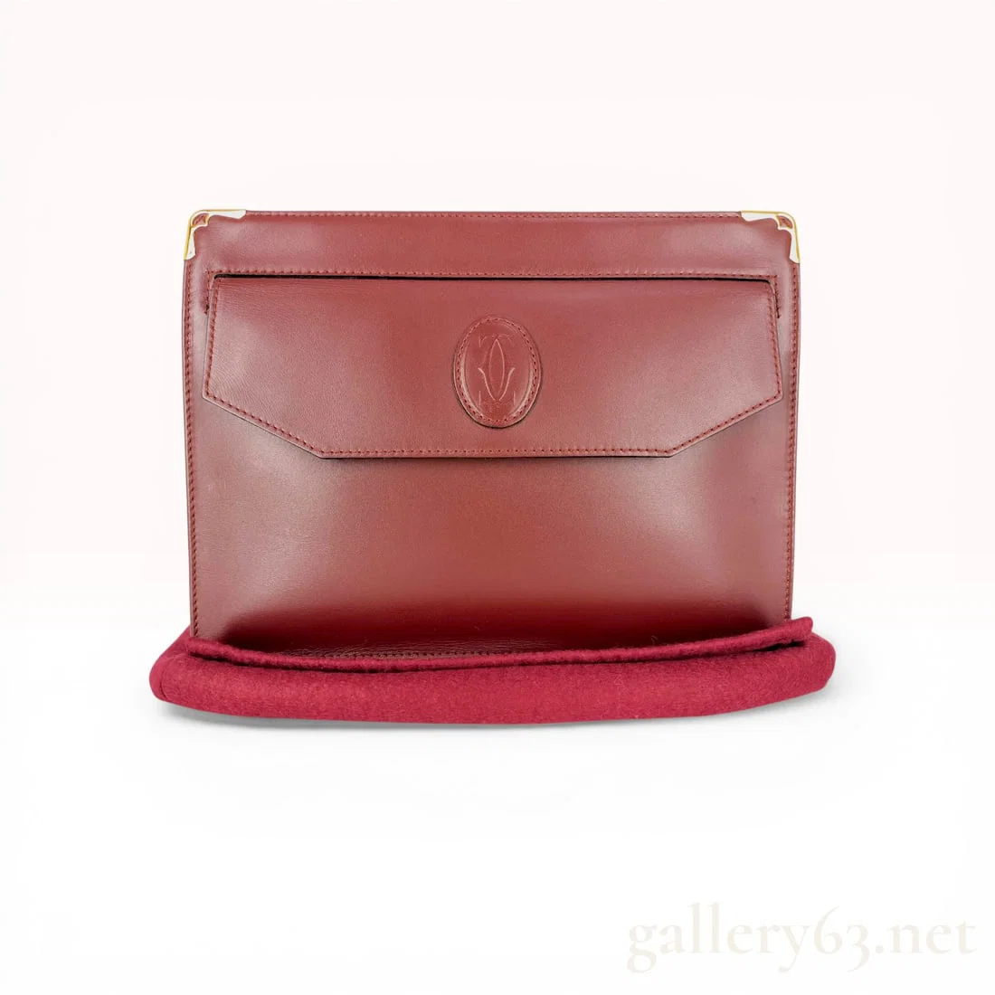 Must de Cartier Vintage Burgundy Leather Clutch