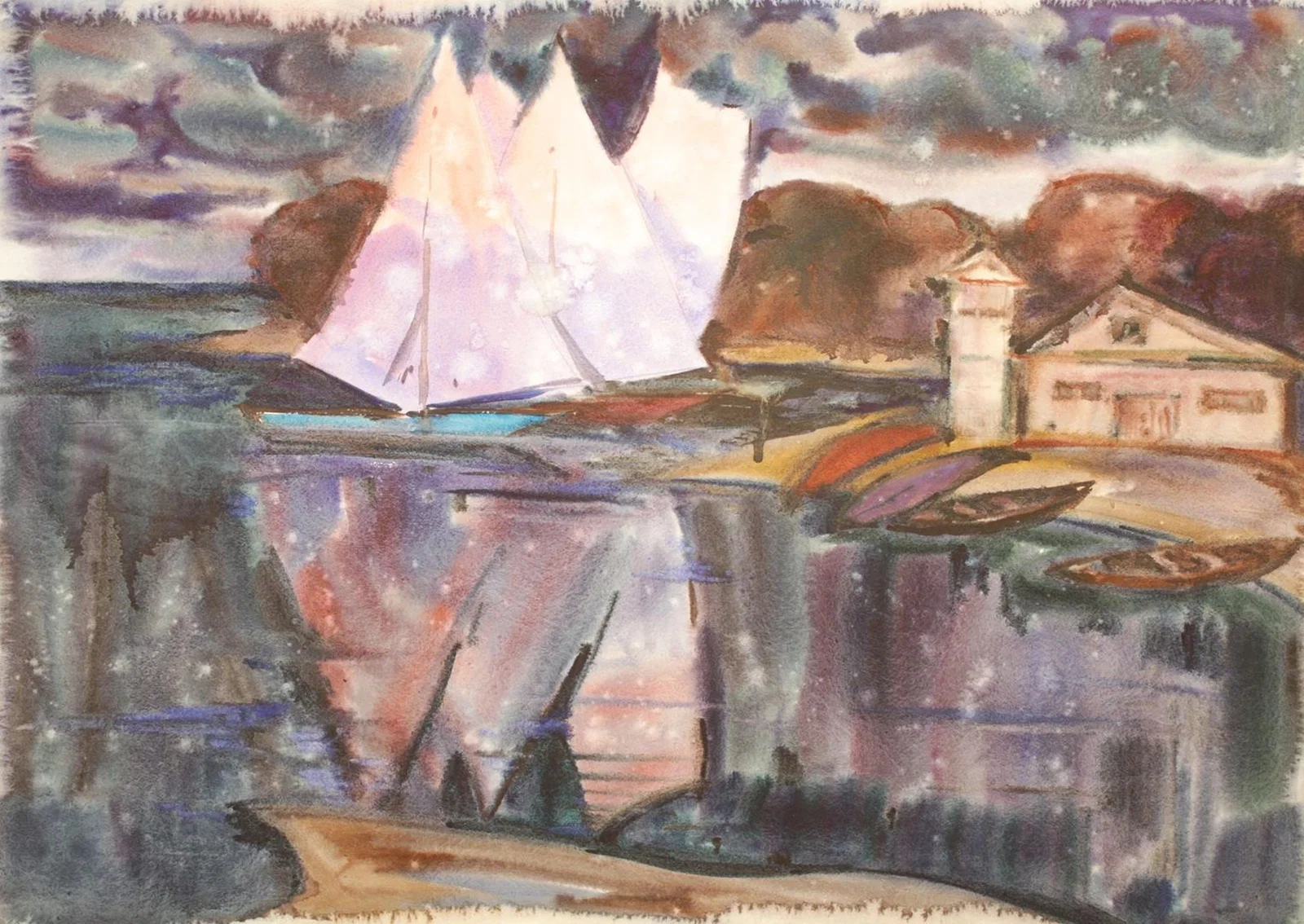 Mynka Olexandr (Ukrainian artist), "Pink sails", watercolor on paper