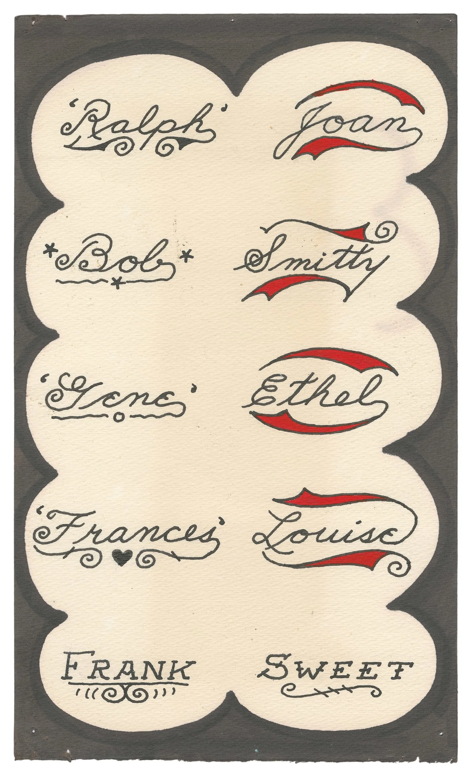 Name and Font Style Flash Sheet. Long Beach Pike, 1960s.