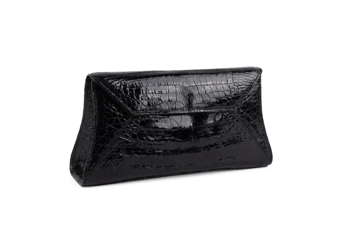 NANCY GONZALEZ GENUINE CROCODILE BLACK CLUTCH