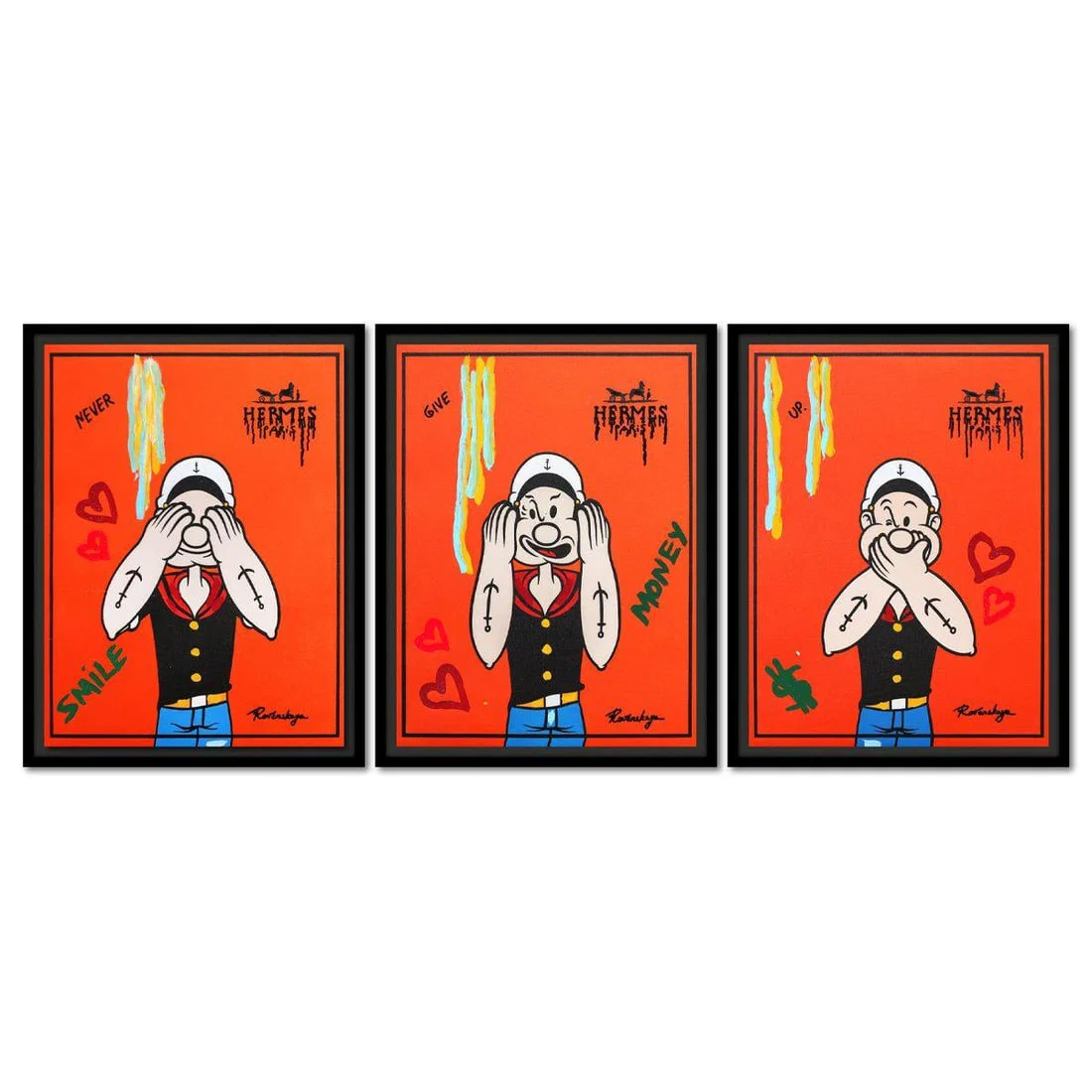 Nastya Rovenskaya- Original Mixed Media on Canvas (Triptych) "Three Wise Sailors"