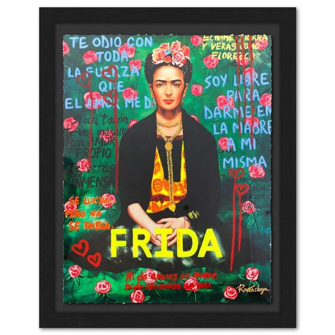 Nastya Rovenskaya- Original Mixed Media on Deckle Edge Paper "Frida Kahlo"