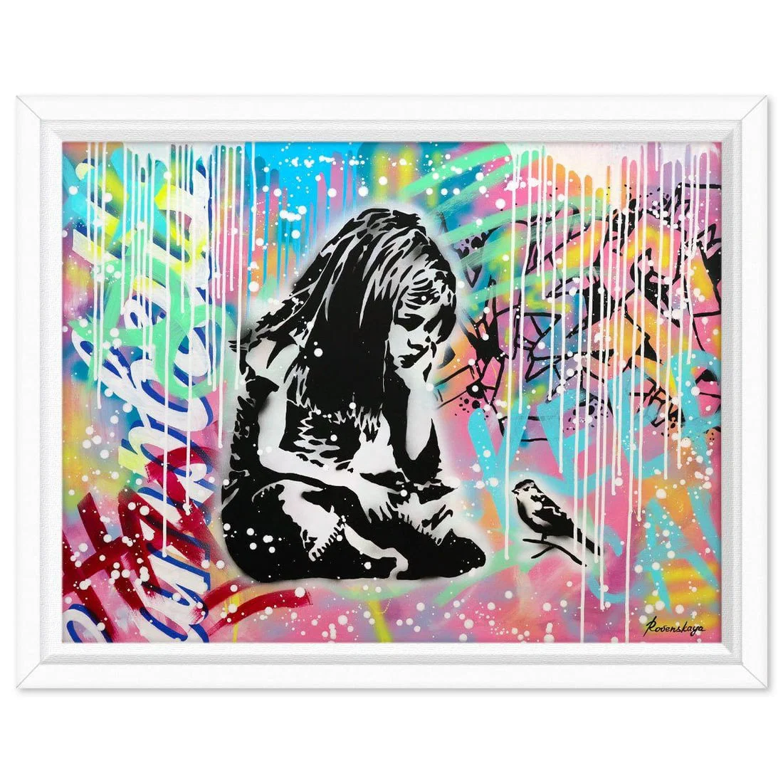 Nastya Rovenskaya- Original Oil on Canvas "Innocence Amidst Chaos"