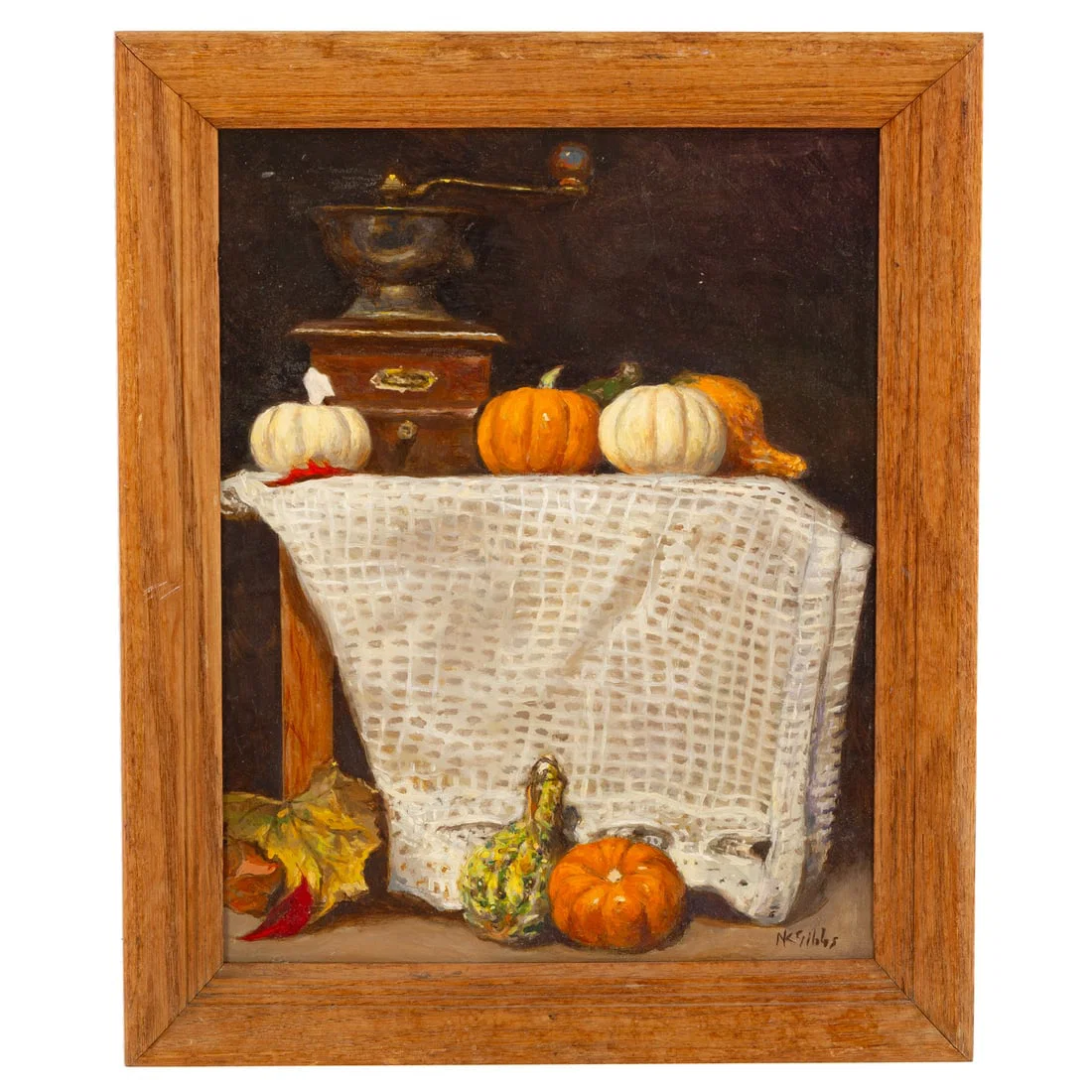 Nathaniel K. Gibbs. Autumnal Still Life, oil