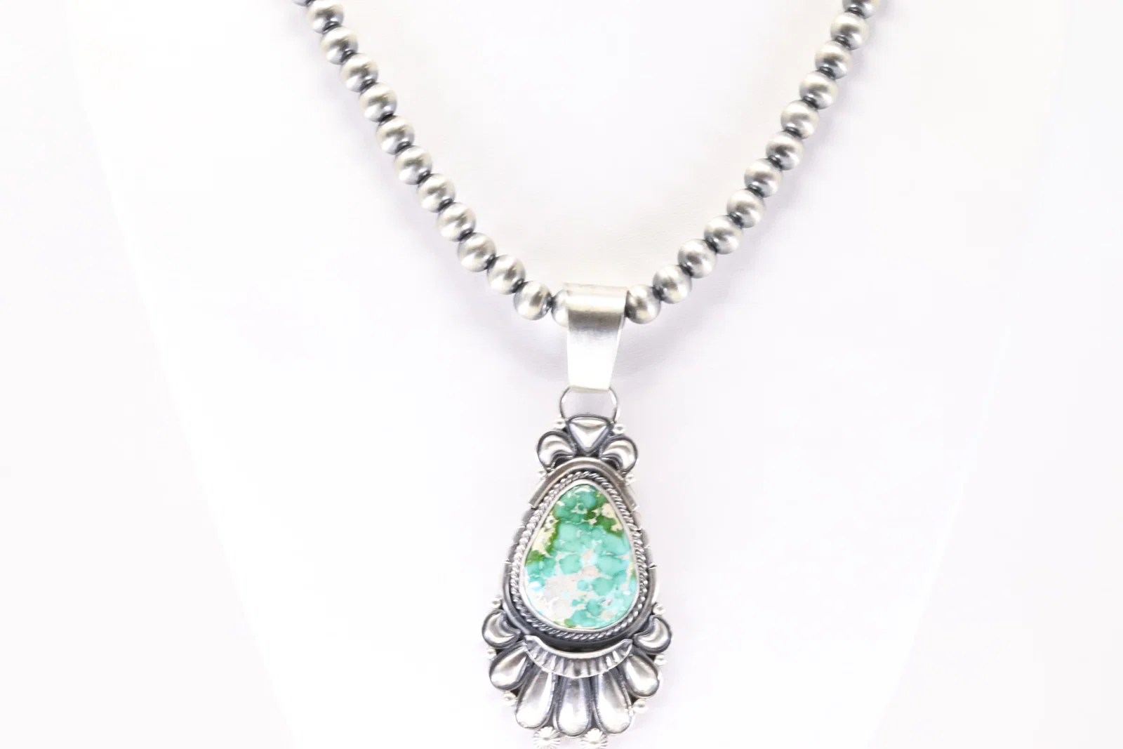 Native America Navajo Sterling Silver Golden Hill Turquoise Pendant By Derrick Gordon With Machine