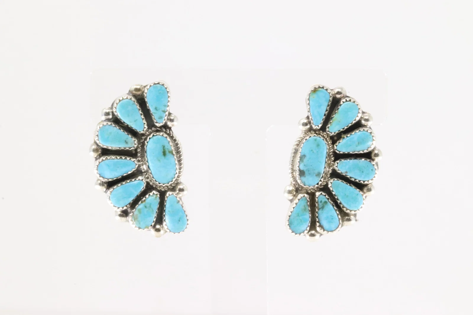 Native America Navajo Sterling Silver Kingman Turquoise Post Earring's By Alicia Wilson.