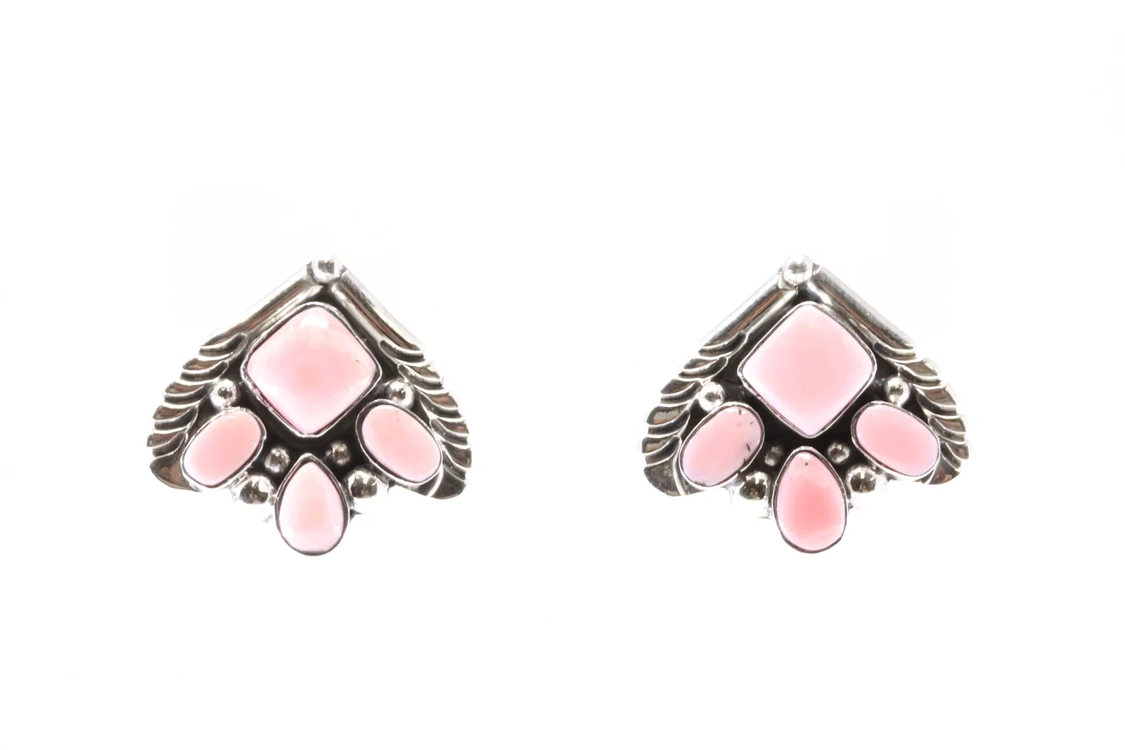 Native America Navajo Sterling Silver Pink Conch Post Earring's By DTR.