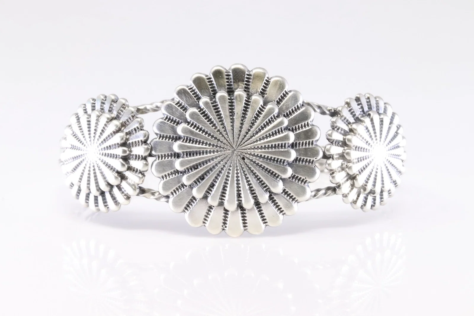 Native America Navajo Sterling Silver Solid Stamp Bracelet Cuff By Darrell Morgan.