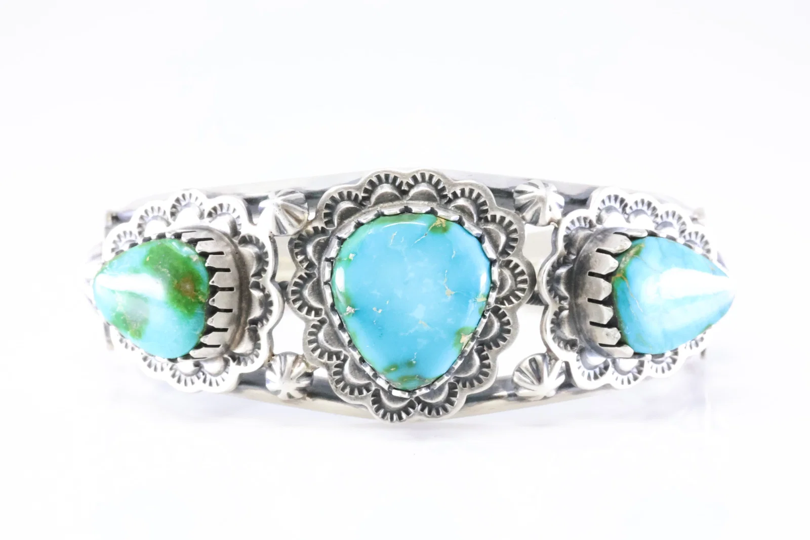 Native America Navajo Sterling Silver Sonora Gold Turquoise Bracelet Cuff By Randy Boyd.