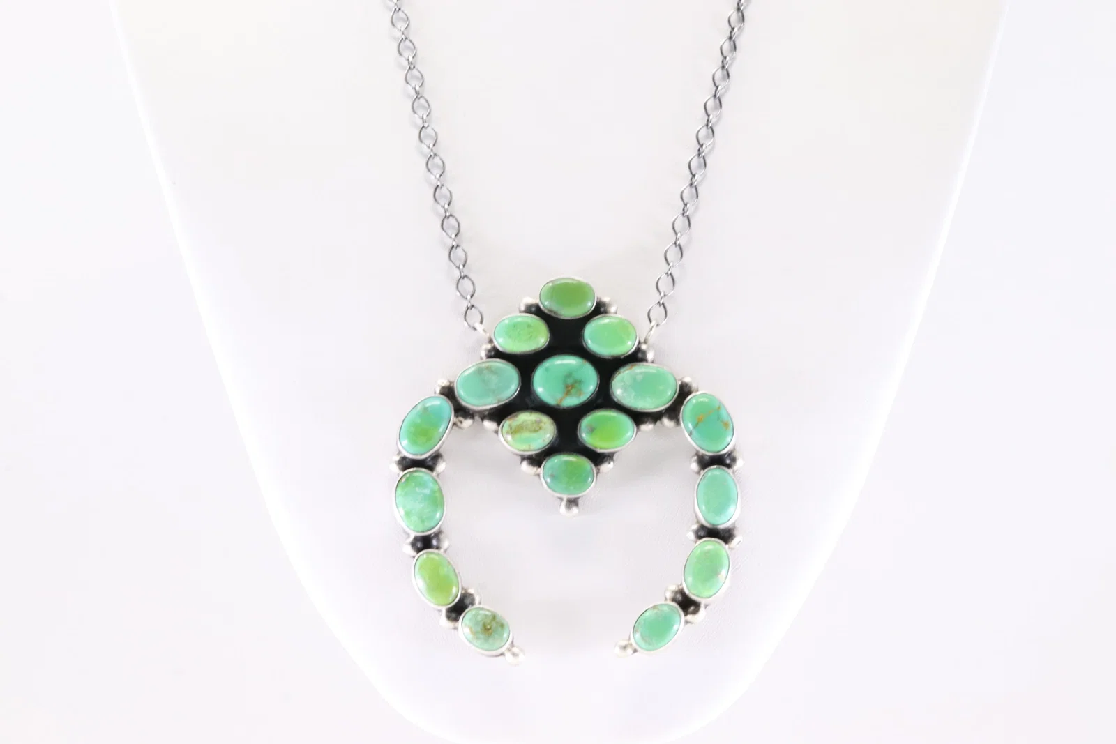 Native America Navajo Sterling Silver Sonora Gold Turquoise Naja Necklace By Cordell Platero.