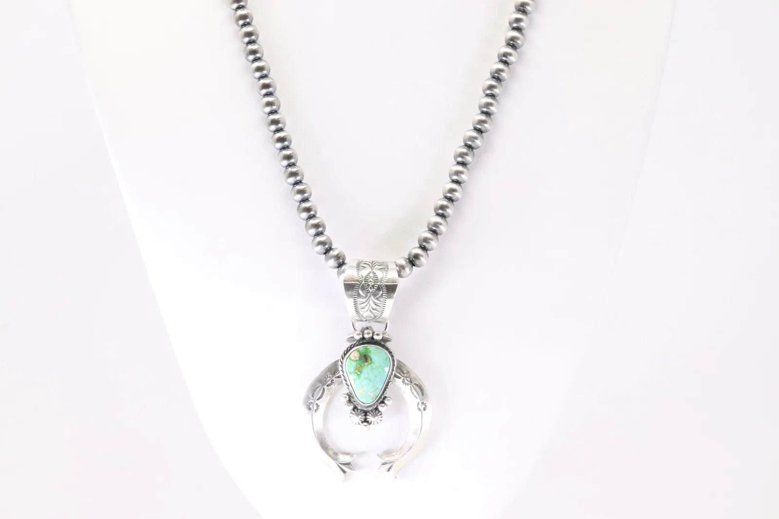 Native America Navajo Sterling Silver Sonora Gold Turquoise Pendant By Samuel Yellowhair With