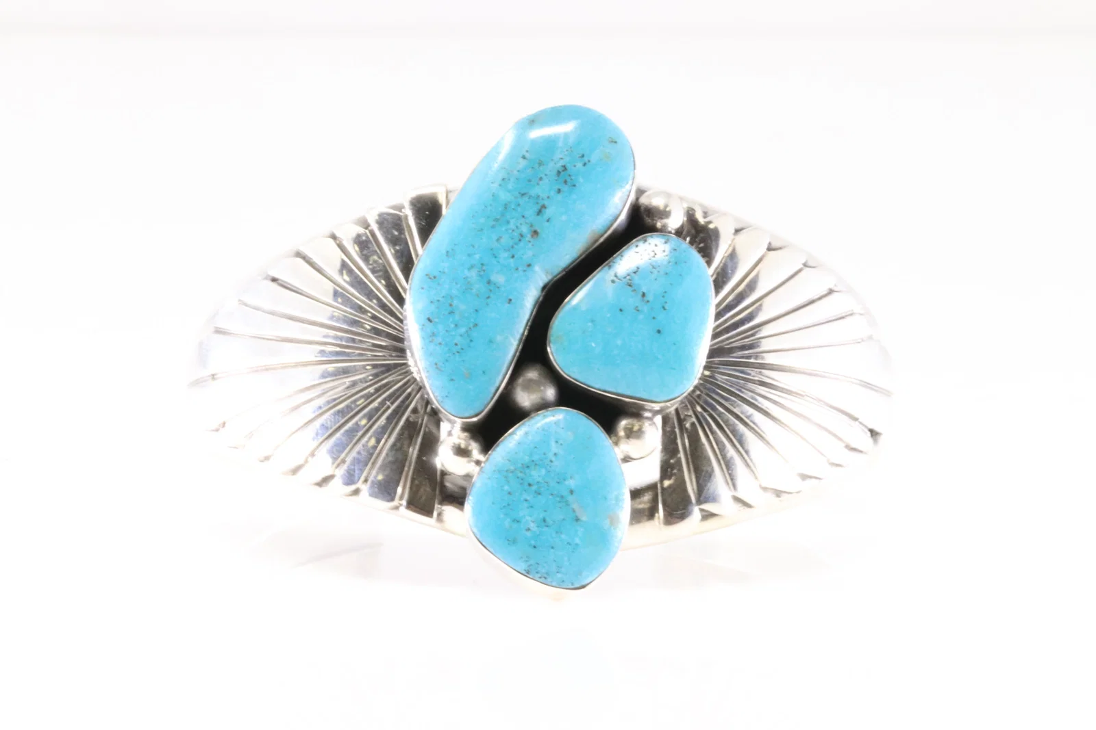 Native America Navajo Sterling Silver Turquoise Bracelet Cuff By Emerson Delgarito. From R.B