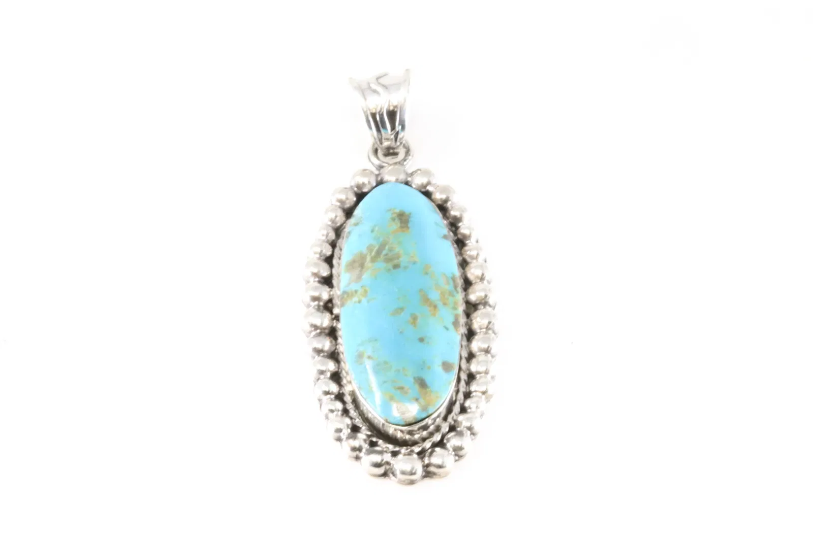 Native America Navajo Sterling Silver Turquoise Pendent By Shenna Jack. From R.B Company.