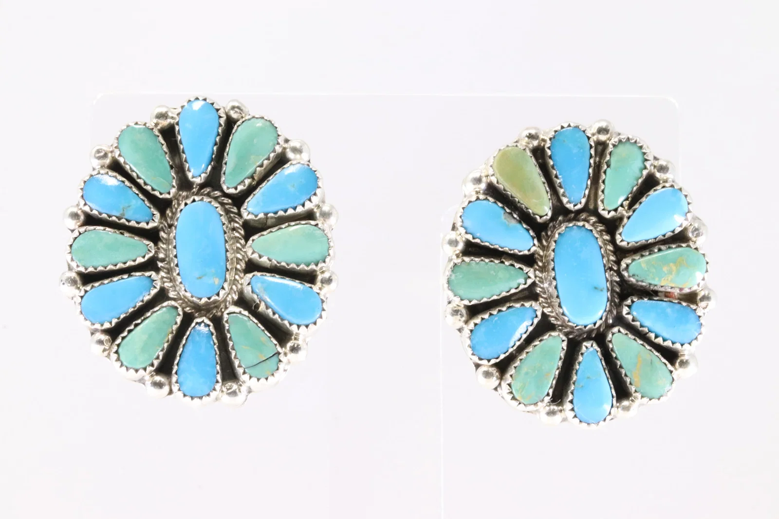 Native America Zuni Sterling Silver Turquoise Post Earring's By AJW.