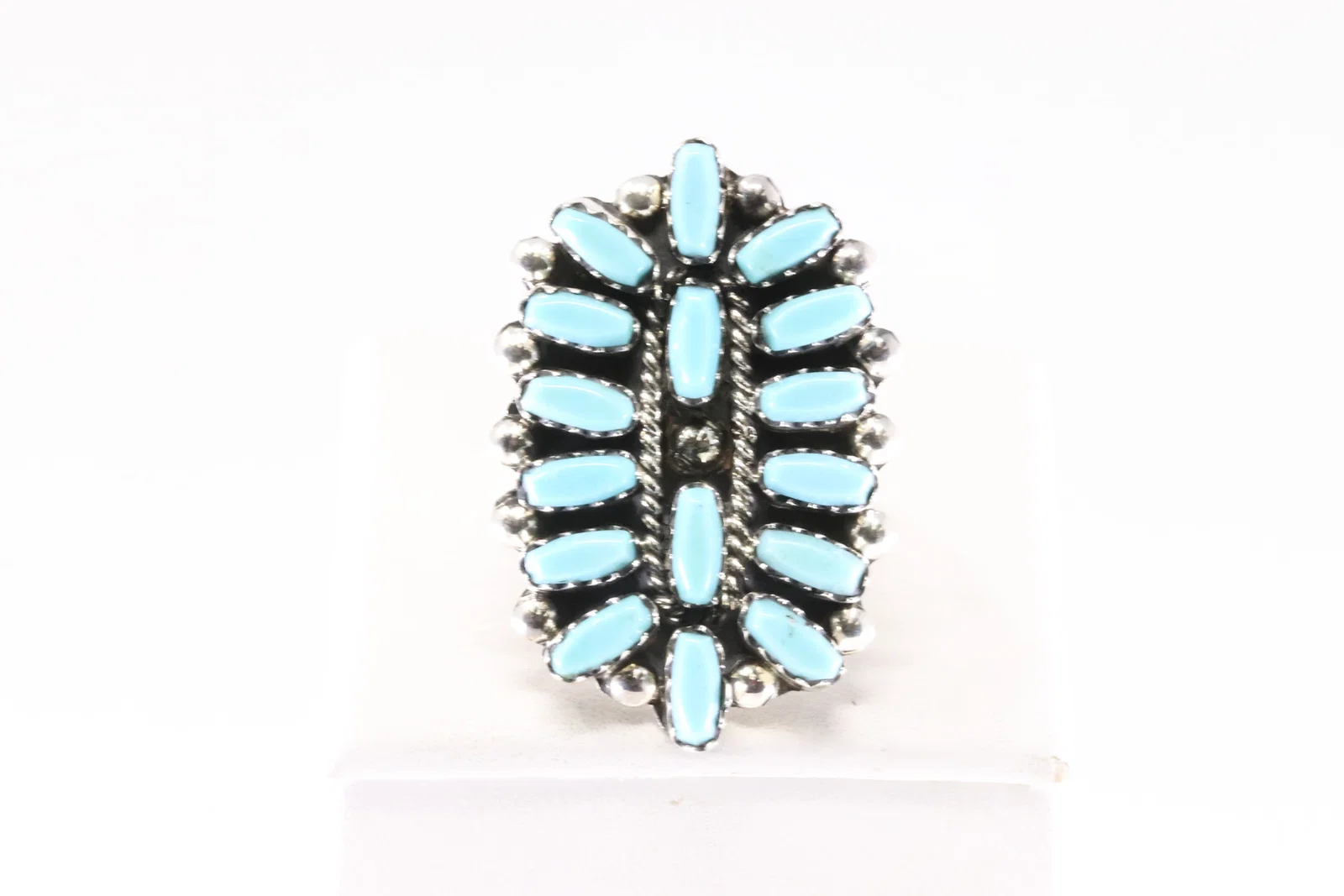 Native America Zuni Sterling Silver Turquoise Ring By Veronica Martza.