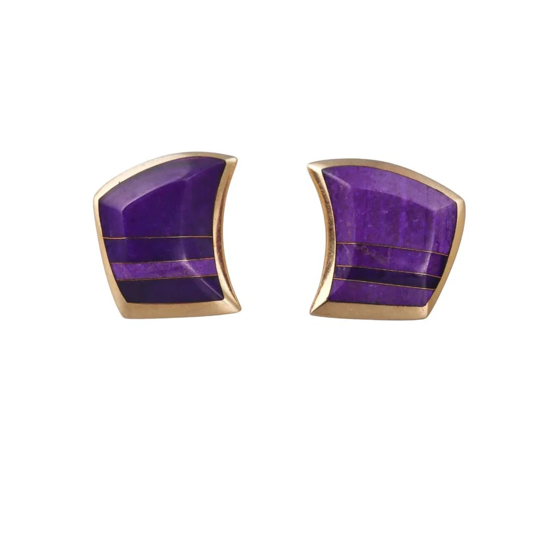 Native American 14k Gold Sugilite Earrings