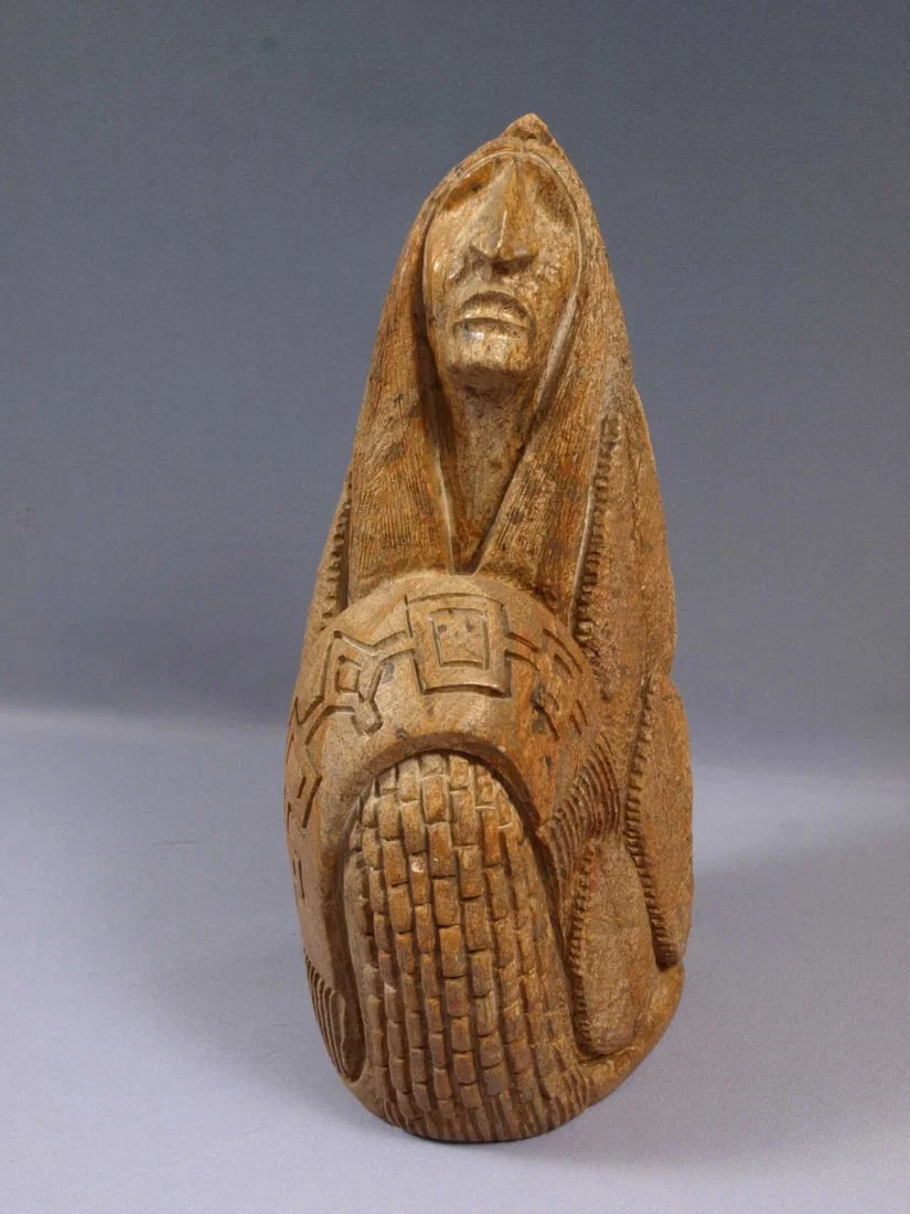 Native American Stone Carving Canada Iroquois Cayuga Warrior WAYNE SKY