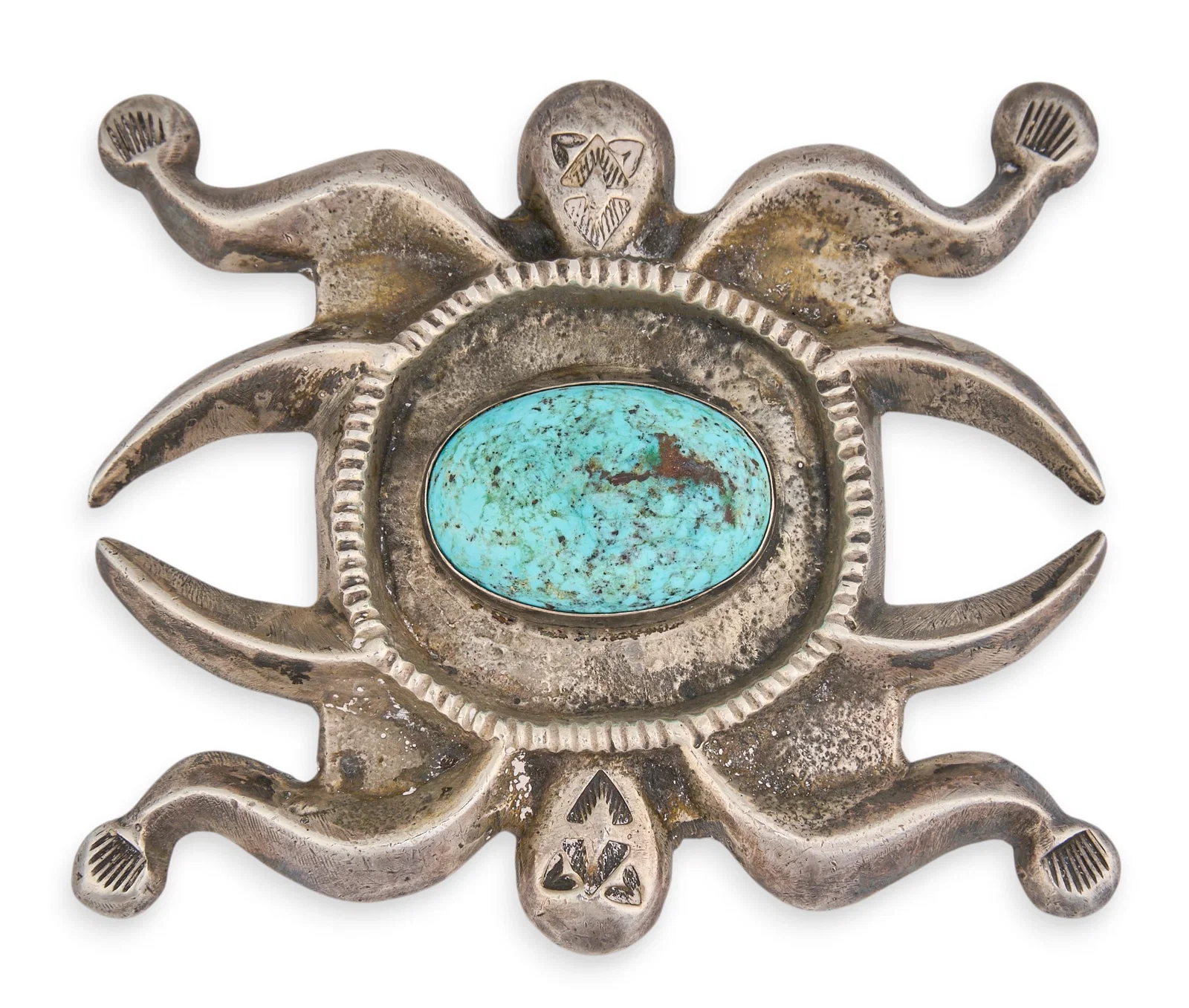 Native American Tufa Sterling & Turquoise Buckle