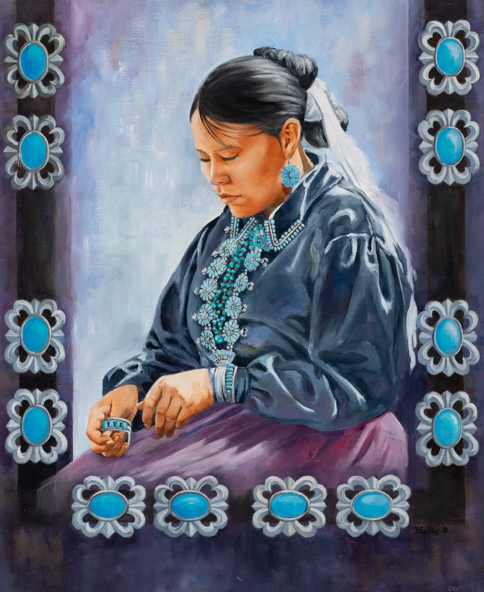 Native American Woman, Painting by Mary Beagle.
