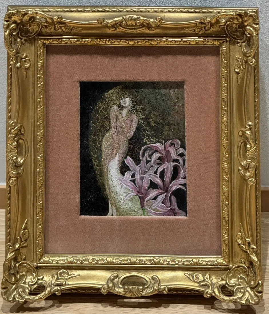 Natsuko Kishida – Female Portrait, Oil & Gold Paint Miniature – Granddaughter of Ryosei