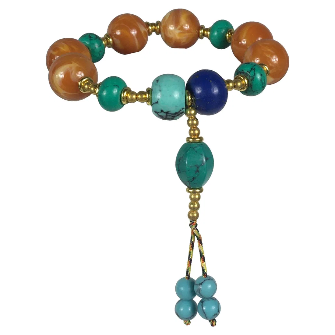 Natural agate beads inlaid with turquoise bracelet.