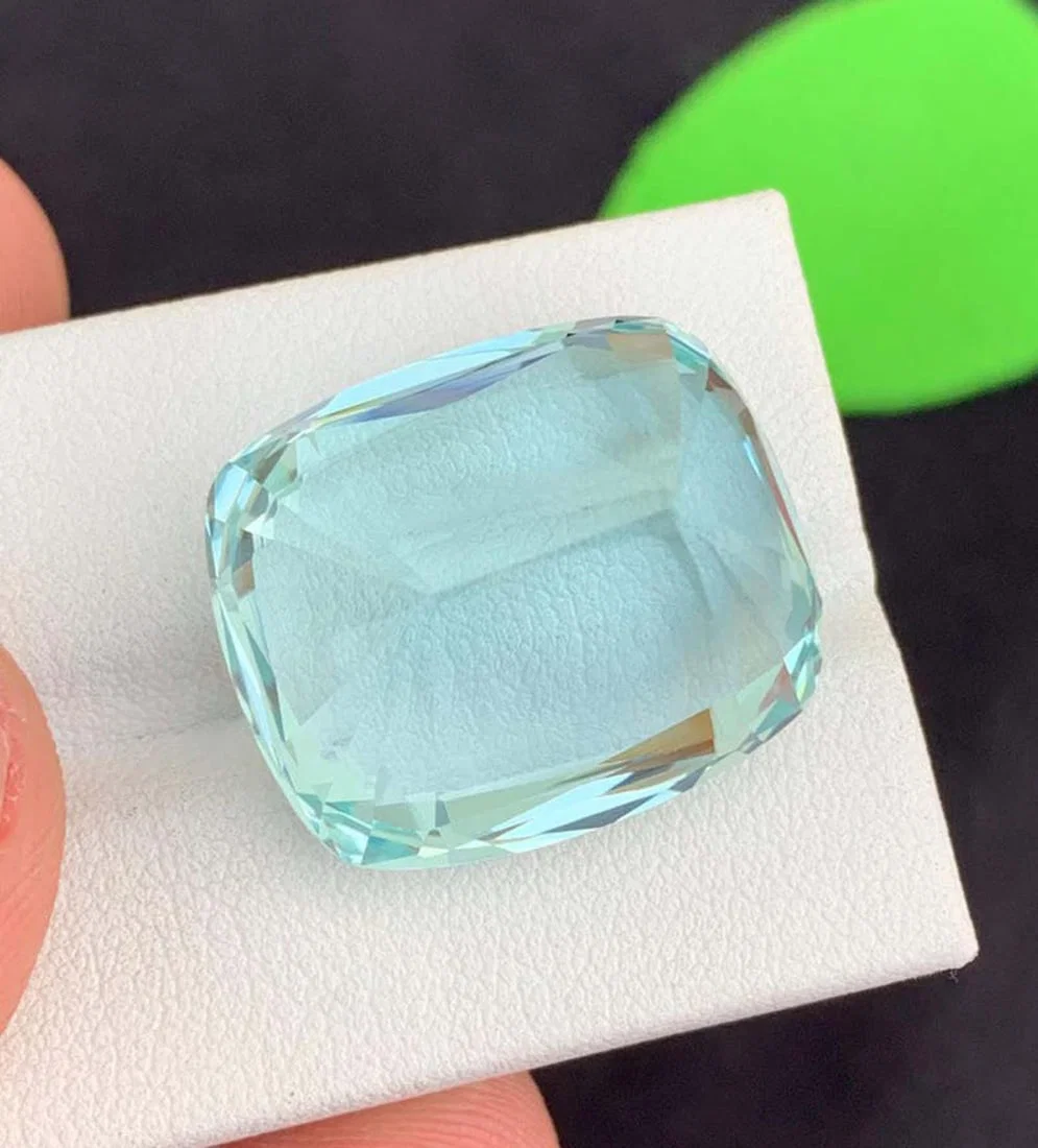 Natural Aquamarine Gemstone: 40.115 Carat Cushion Cut, Pakistan Origin