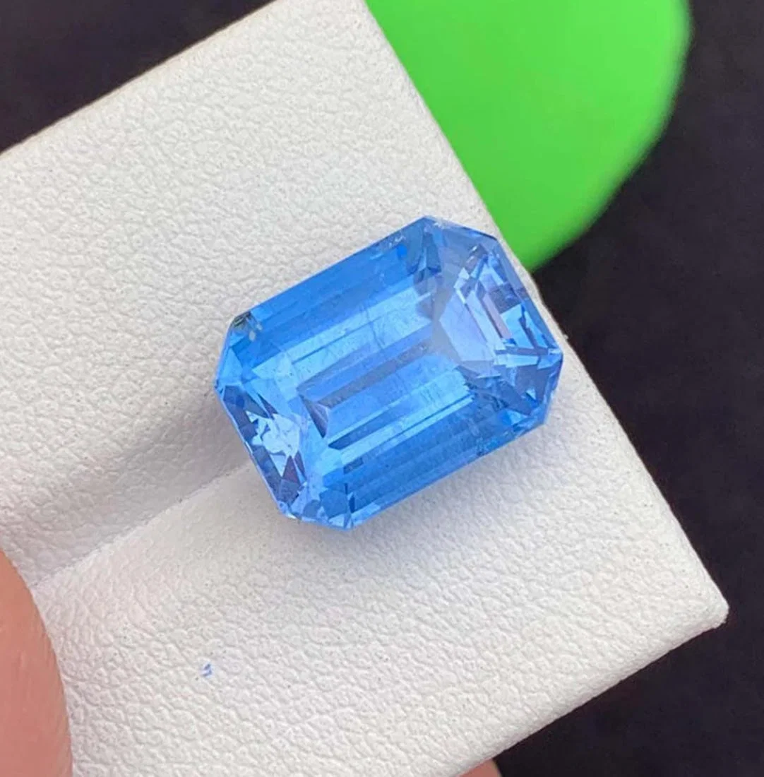 Natural Aquamarine Gemstone, Emerald Cut Santa Maria Color Aquamarine Beryl, March Birthstone