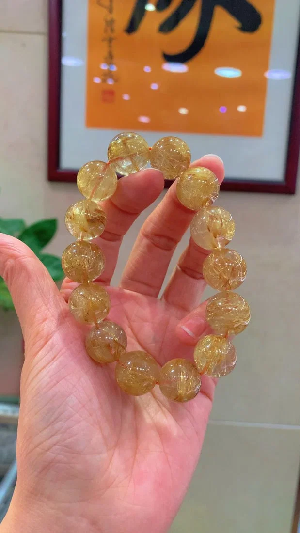 Natural Golden Rutilated Quartz Bracelet
