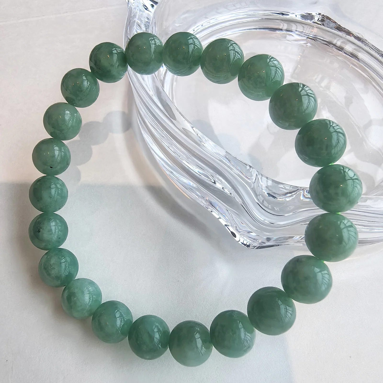 Natural Jadeite Bracelet 12–13mm A Grade Green Jade Jewelry
