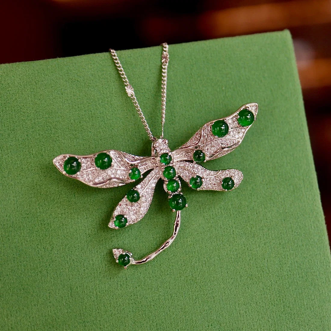 Natural Jadeite Dragonfly Pendant Brooch