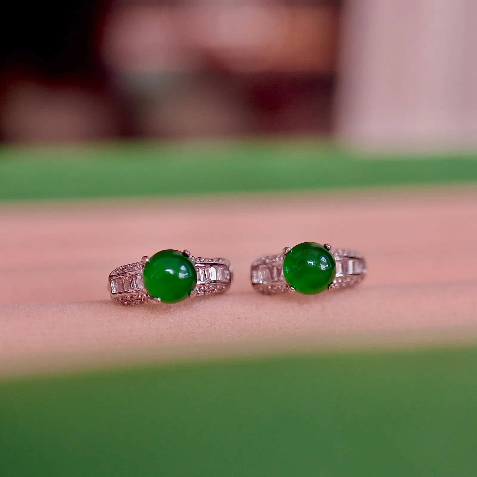 Natural jadeite pure silver earrings