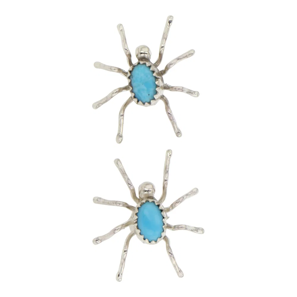 Navajo Kingman Turquoise Spider Earrings