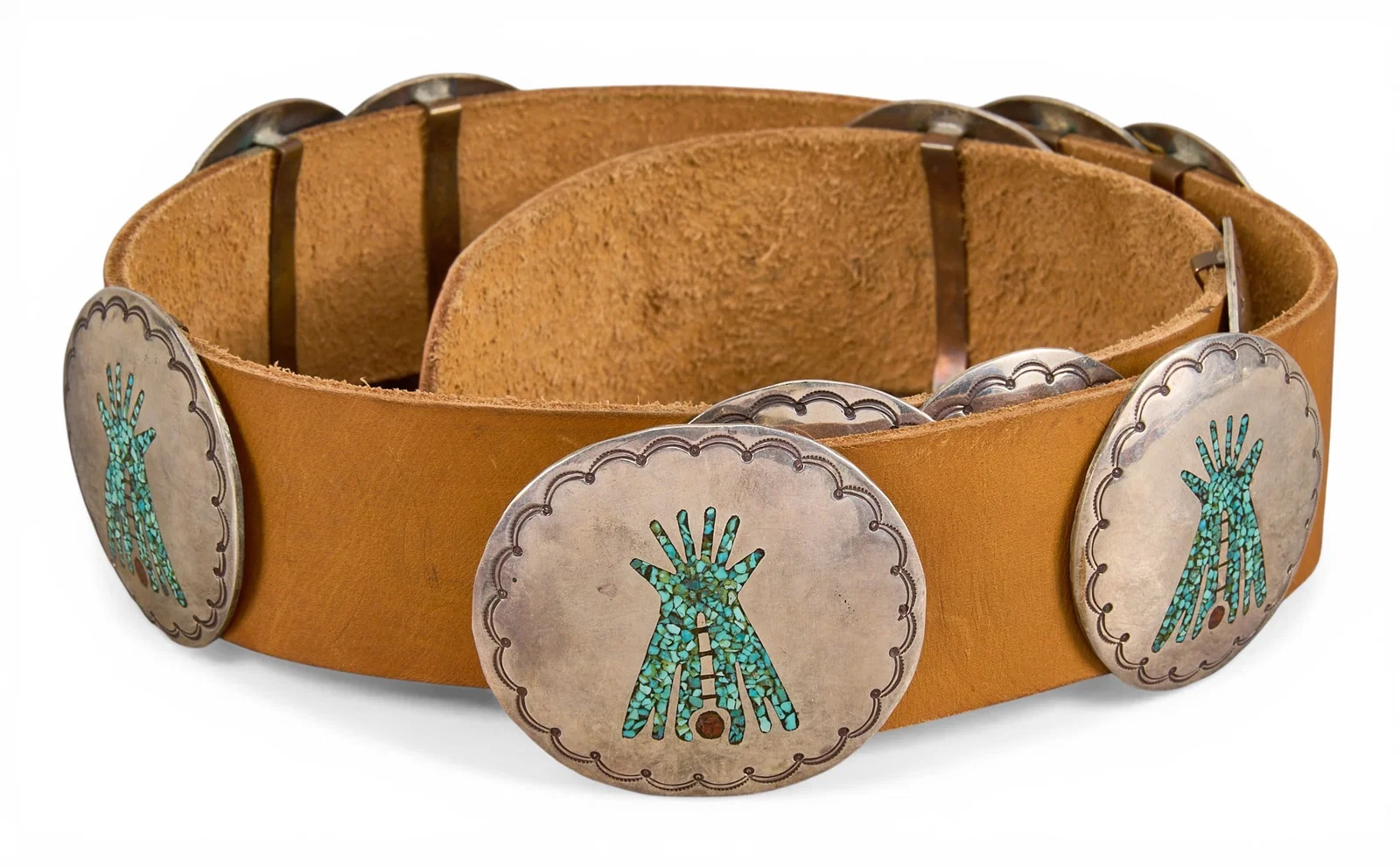 Navajo Sterling & Multi-Stone Chip Inlay Concho Belt