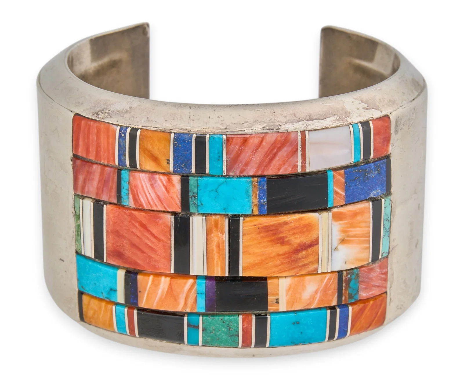 Navajo Sterling & Multi-Stone Inlay Cuff