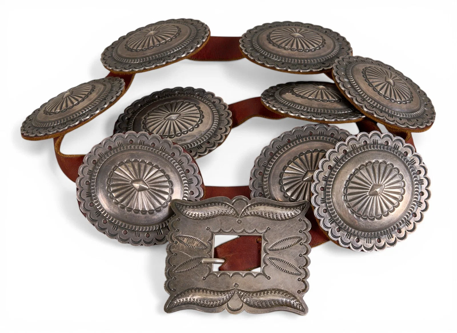 Navajo Sterling Silver Concho Belt