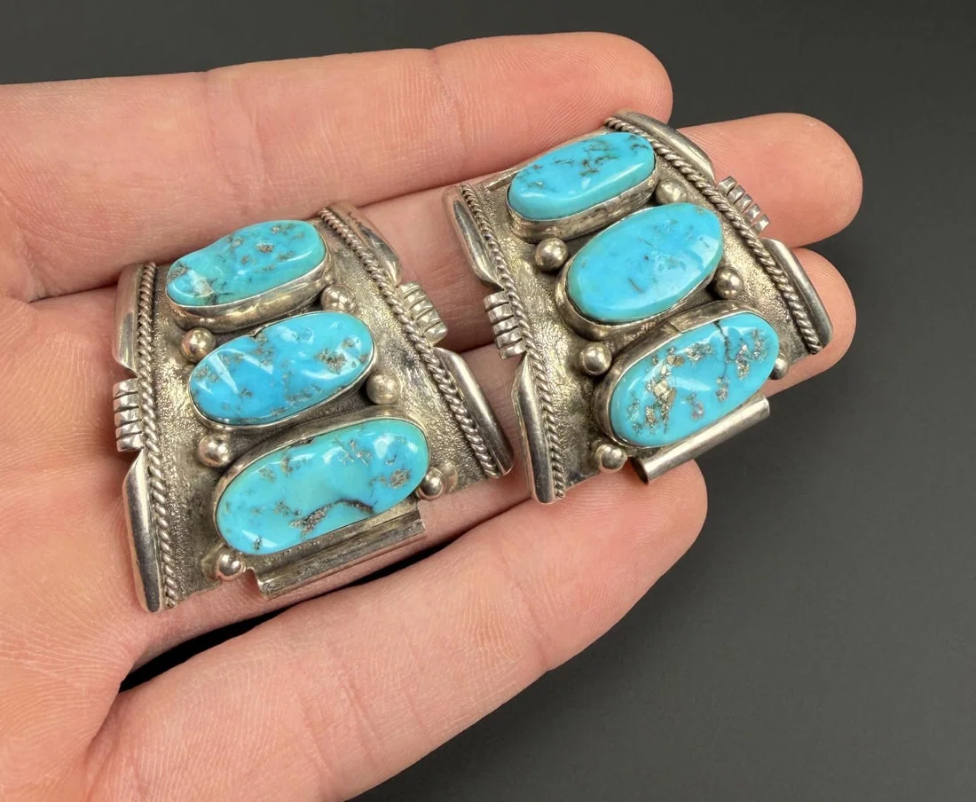 Navajo Sterling Silver Turquoise Watch Band Tips