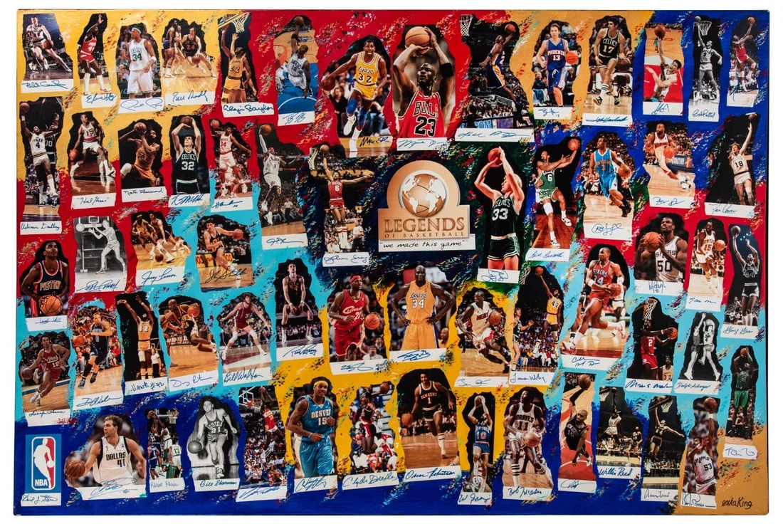 NBA Legends of Basketball Signed Canvas by Jordan Bryant LeBron 40x60 BAS Authenticated