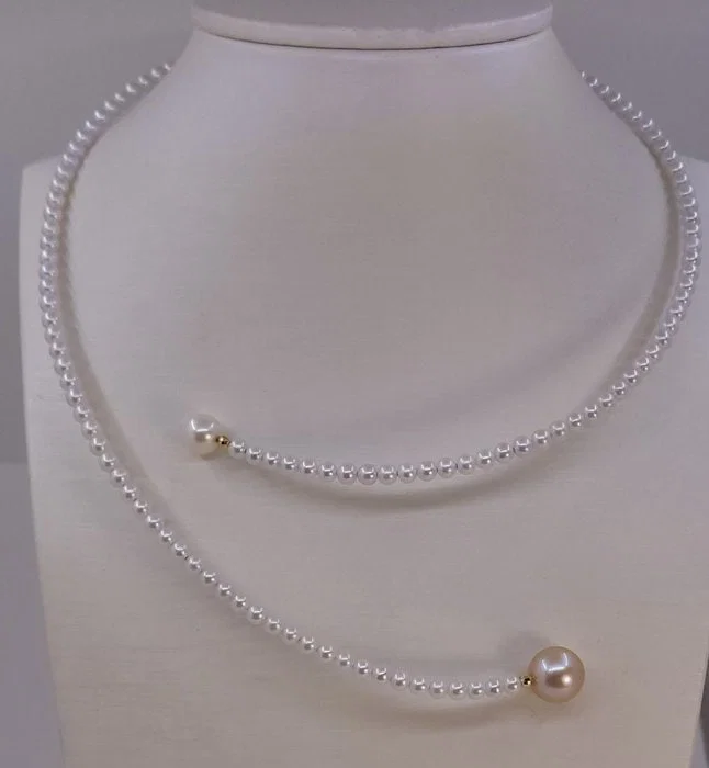 Necklace - 18 kt. Yellow gold, 11.5mm Golden South Sea Pearl - 4x8.5mm Freshwater Pearls