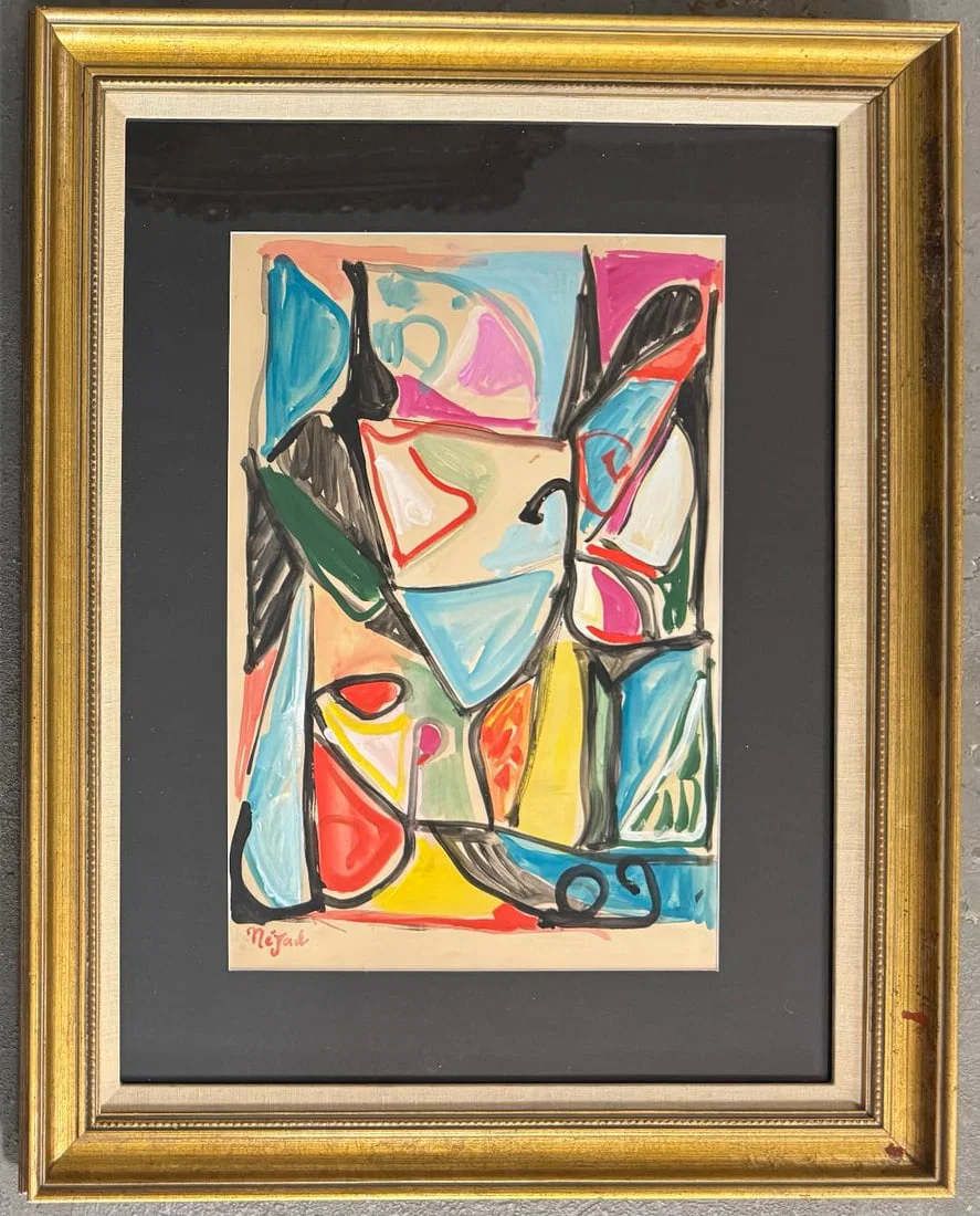 Nejad Melih (Attributed) Watercolor on Paper Art: 18" x 12" Fr: 28" x 22"