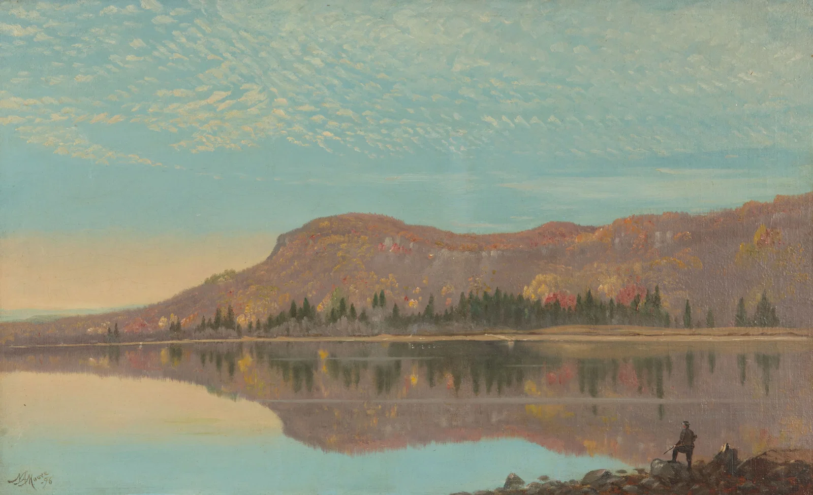 NELSON AUGUSTUS MOORE, (American, 1824-1902), Reflection, 1896, oil on canvas, 15 1/2 x 26 in.,