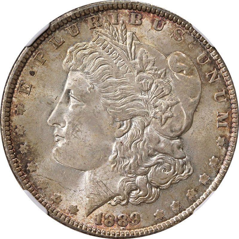 NGC MS63 Graded 1889 Morgan Dollar with Toning