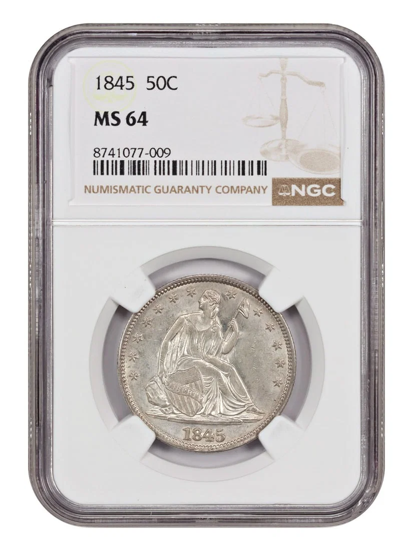 NGC MS64 1845 Liberty Seated Half Dollar 50 Cent Philadelphia