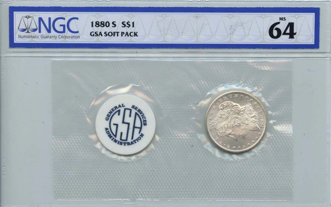 NGC MS64 1880 San Francisco Morgan Silver Dollar GSA Soft Pack