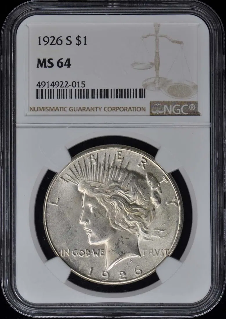 NGC MS64 1926-S Peace Dollar San Francisco Mint Silver $1 Coin