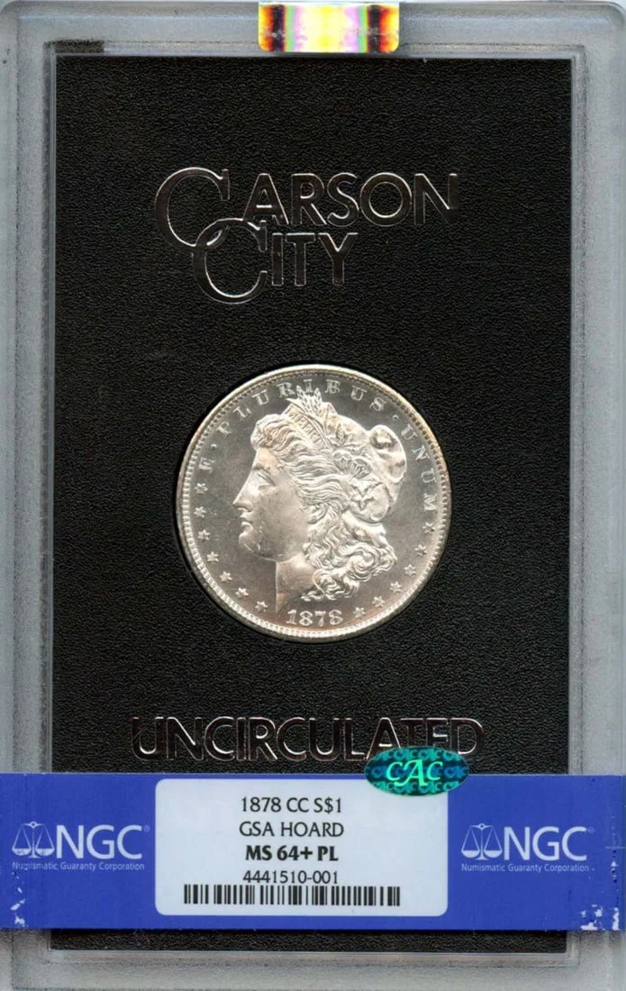 NGC MS64+PL 1878 Carson City Morgan Silver Dollar GSA Hoard With CAC